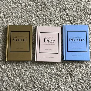 Set of three fashion books: Gucci, Dior, Prada